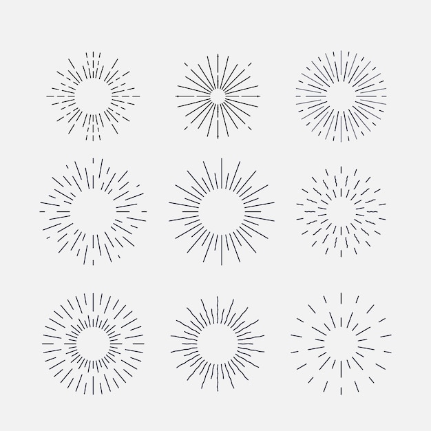 une série de cercles noirs et blancs avec un fond blanc avec un soleil au milieu
