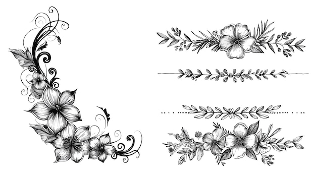 Série De Contours De Lignes Vectorielles Dessinées Et Partie De Conception Bord De Lignes Dessinées à La Main