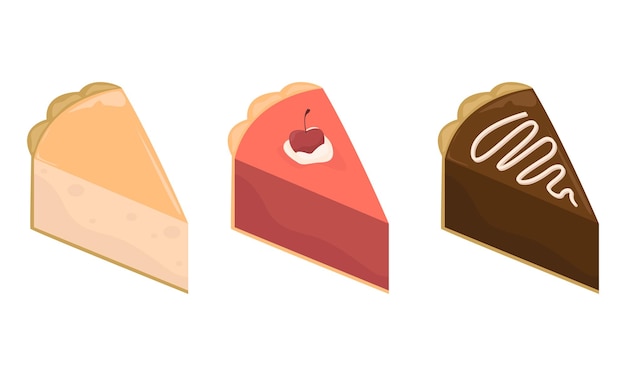 Une série de différents types de tartes en illustration vectorielle design plat