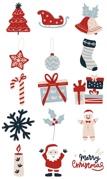 Une série d'illustrations de Noël chaleureuses et joyeuses