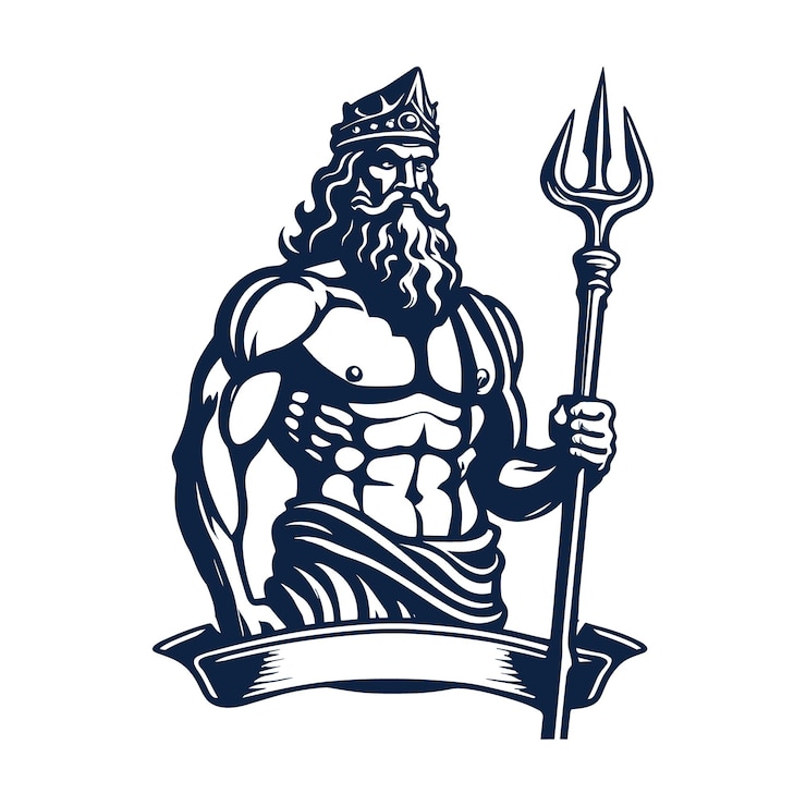 Vecteur la série d'illustrations vectorielles de dieu grec et de la déesse vectorielle poséidon était l'une des douze olympiades