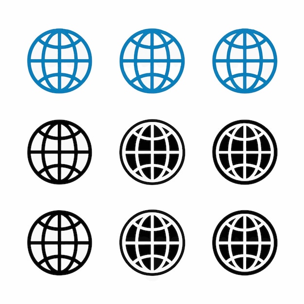 une série d'images de globes avec les mots " monde " sur eux