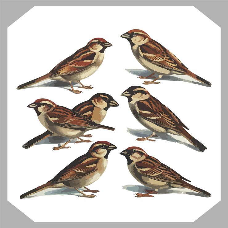 Vecteur une série d'images d'oiseaux avec un qui dit " passereaux "