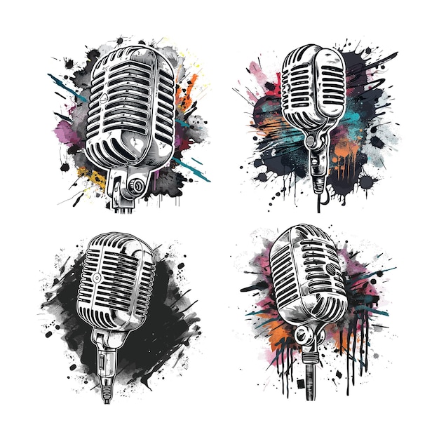 une série de microphones avec les mots microphone dessus