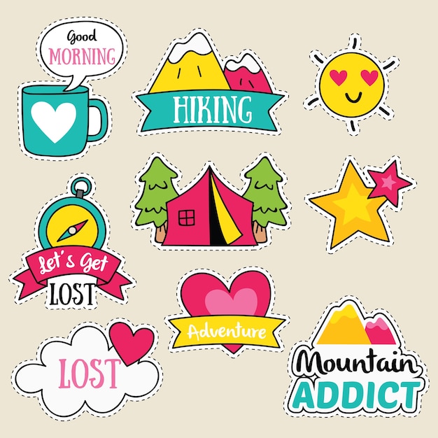 Série mignonne de conception de patch autocollant girly aventure