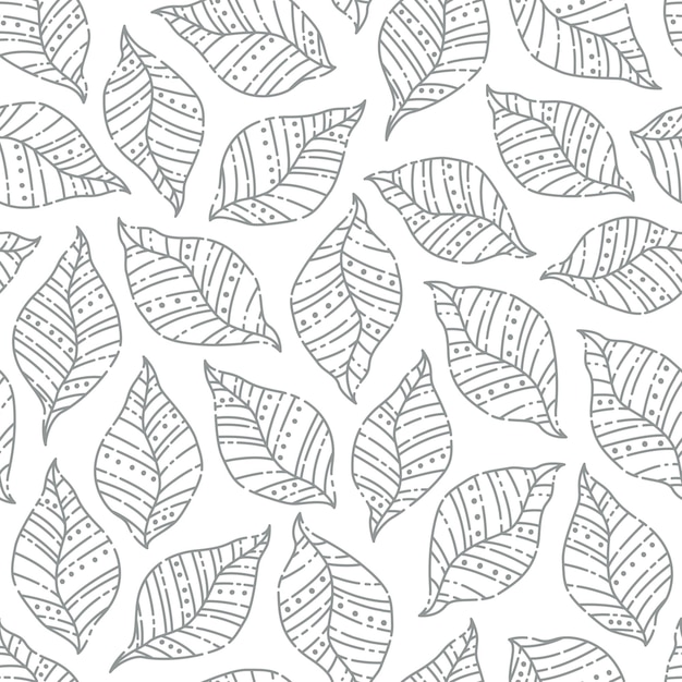 Série de motifs de feuilles dans une simple ligne de contour scandinave pour le papier peint en tissu textile