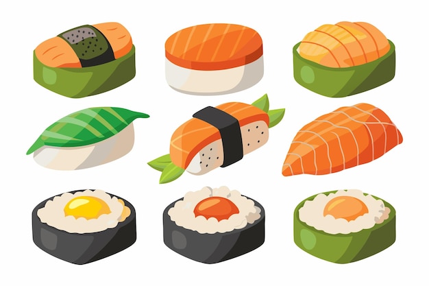 une série de photos de sushi et de sushi avec différents types de sushi