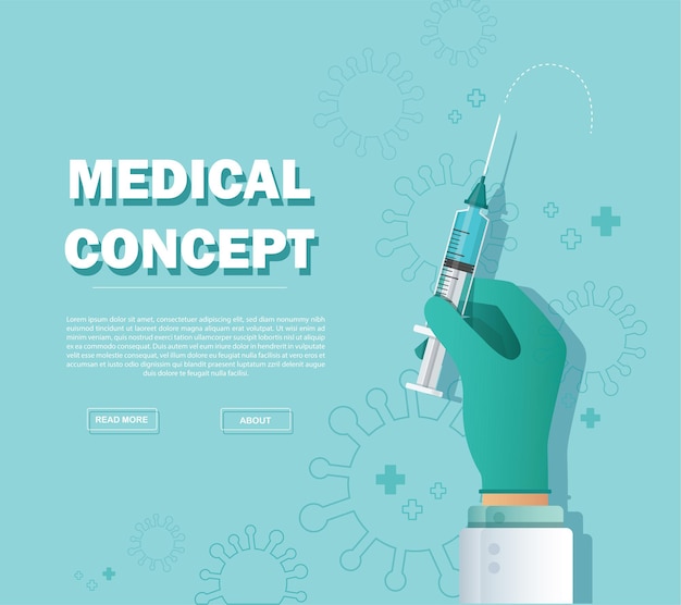 Seringue, injection médicale à la main, vaccination