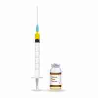 Vecteur seringue médicale en plastique de vaccin de fièvre typhoïde d'immunisation avec l'illustration de vecteur d'aiguille et de fiole