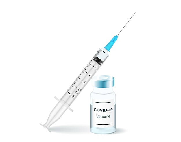 seringue en plastique avec aiguille et bouteille Concept de vaccination