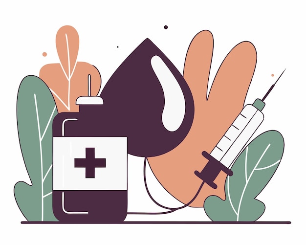 Seringue à ruban de donateur de sang avec illustration de contour