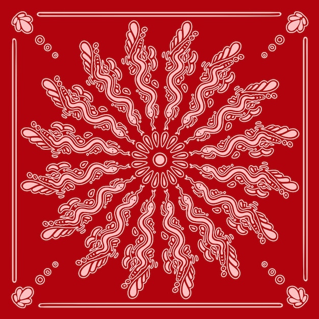 Vecteur serpent abstrait ornement bandana vintage foulard rouge