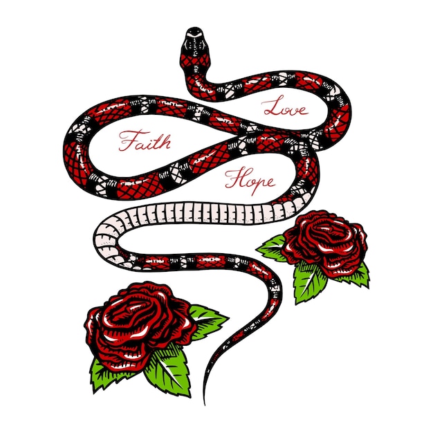 Vecteur serpent de lait avec des fleurs de style vintage serpent cobra ou python ou vipère venimeuse croquis de reptile ancien gravé à la main pour tatouage anaconda pour autocollant ou logo ou t-shirts