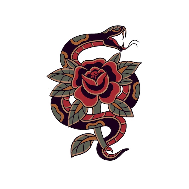 Vecteur serpent de tatouage traditionnel
