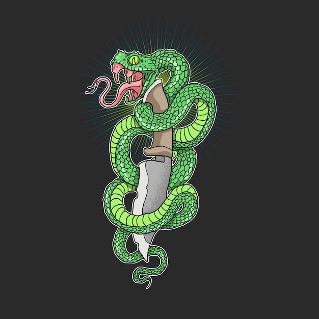 Serpent Vert Et Poignard Antique