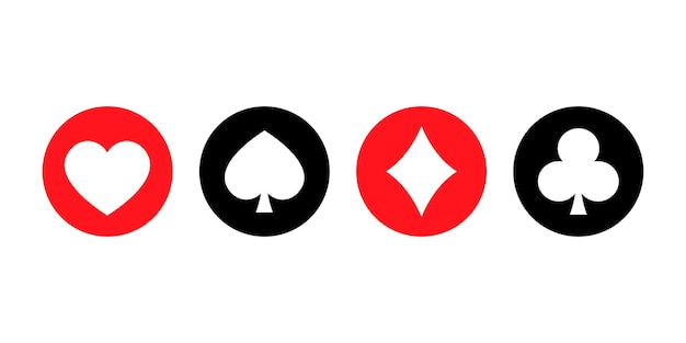 Vecteur sertie de combinaisons de cartes à jouer icônes vectorielles symboles de combinaison de cartes à jouer noir et rouge poker et casino