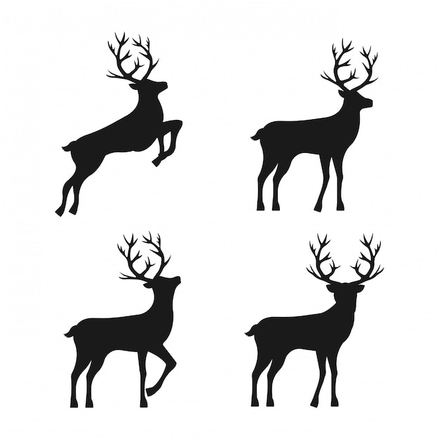 sertie de silhouette de cerf noir