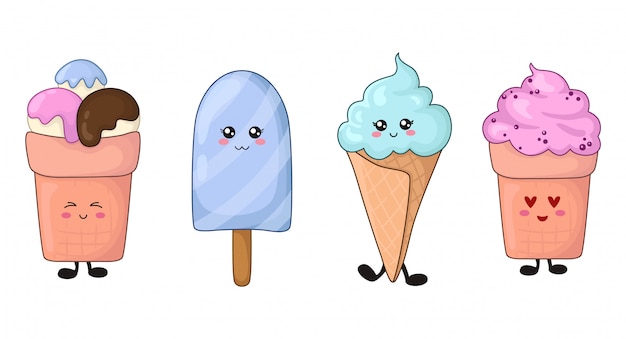 Sertie De Sortes De Glaces Kawaii