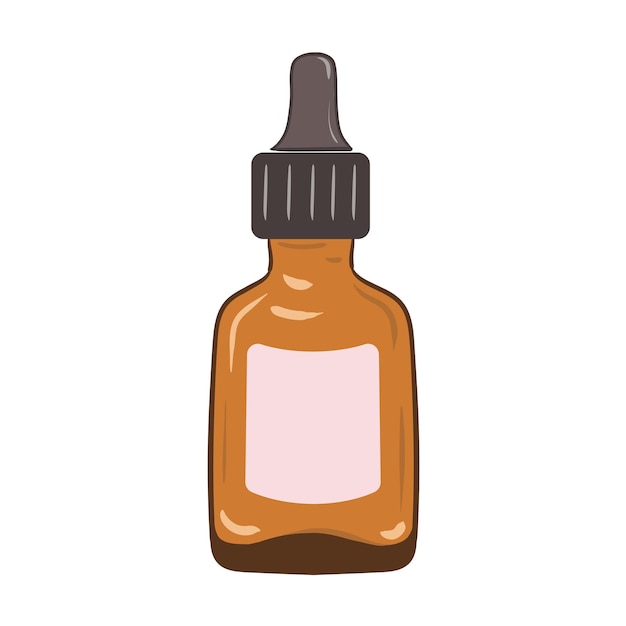 Vecteur sérum avec compte-gouttes dans une bouteille en verre brun illustration vectorielle