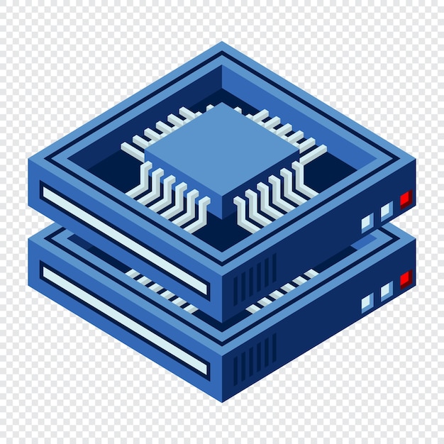 Serveur futuriste isométrique Base de données isométriques ou centre de données Blockchain abstrait Stockage informatique Stockage dans le nuage Technologie isométhique