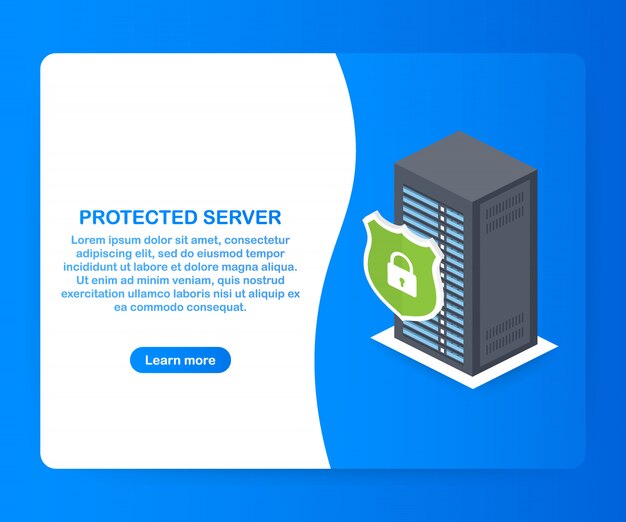 Serveur Protégé. Modèle De Protection De Base De Données Isométrique