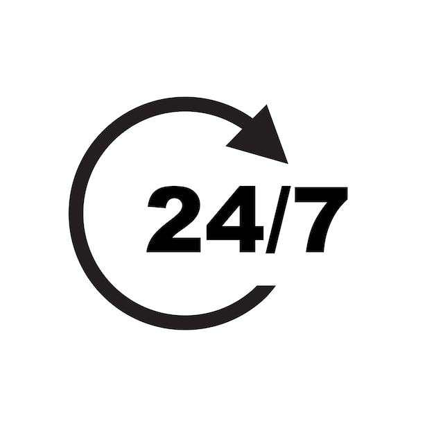 Vecteur service 24 heures sur 24 illustration vectorielle du symbole de l'icône