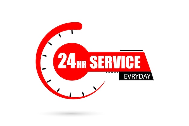 Vecteur service 24h / 24 tous les jours avec vecteur d'horloge