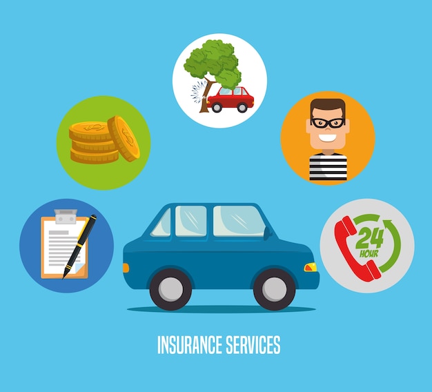 Vecteur service d'assurance automobile