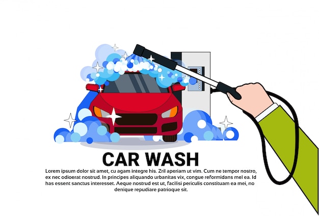 Vecteur service carwash icon avec véhicule de nettoyage en lave-auto