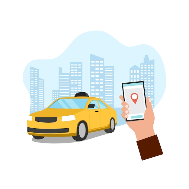 service de commande de taxi en ligne illustration vectorielle du conducteur