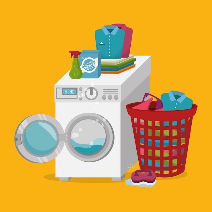 Vecteur service complet de blanchisserie