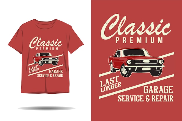 Service De Garage Premium Classique Et Conception De T-shirt Silhouette De Réparation