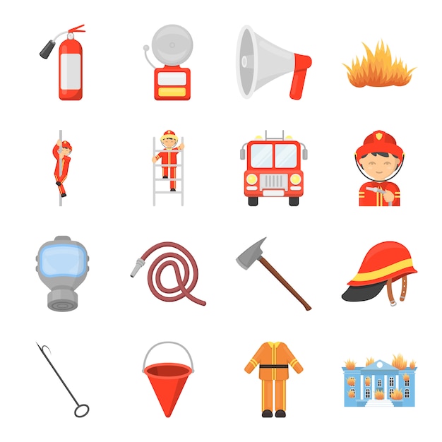 Service D'icônes Vectorielles Des Pompiers. Illustration Vectorielle Des Pompiers.