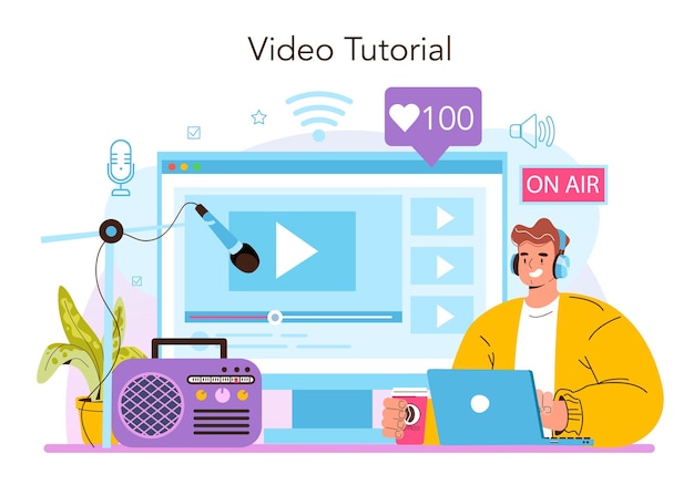 Service En Ligne D'animateur De Radio Ou Idée De Plate-forme De Diffusion D'informations