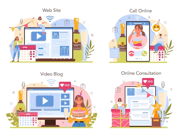 Service En Ligne De Gestion D'événements Ou Ensemble De Plateformes. Vacances, Cérémonie