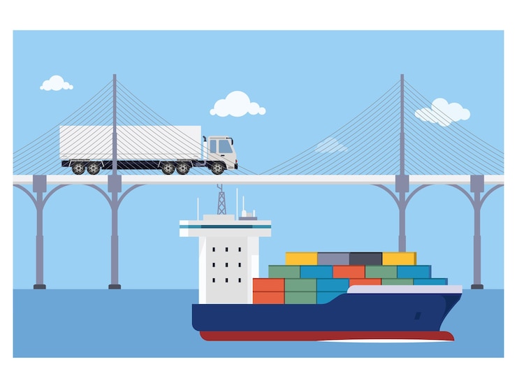 Vecteur service de livraison de fret par voie maritime