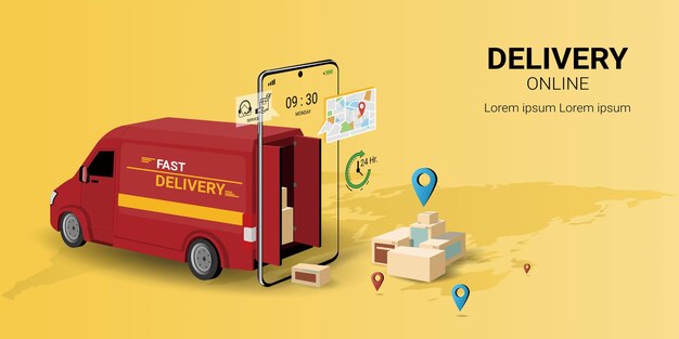 Service De Livraison En Ligne Sur Mobile Logistique Mondiale Traçage Des Commandes En Ligne Commerce Sur Internet Logistique Urbaine