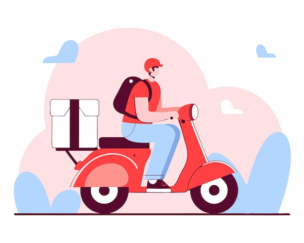Le service de livraison, le transport, le service de messagerie, l'illustration de la moto
