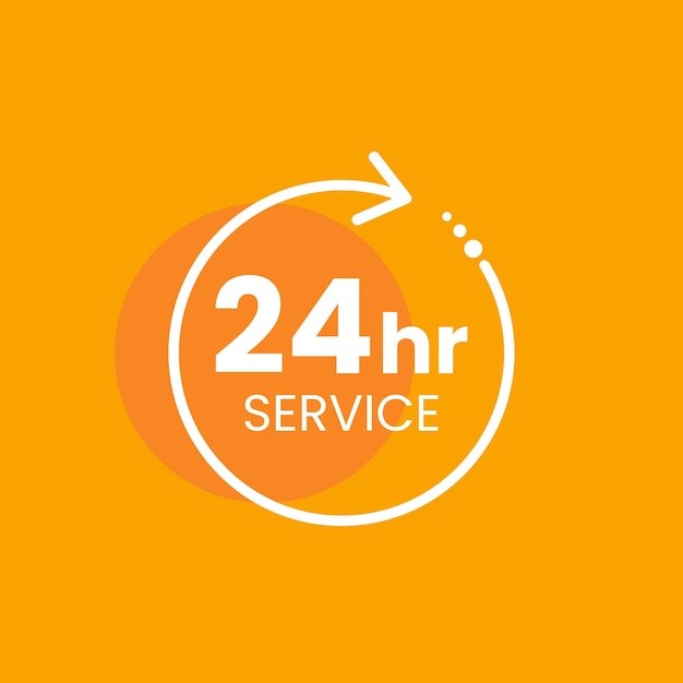 Vecteur service ouvert 24 heures par jour affiche plate