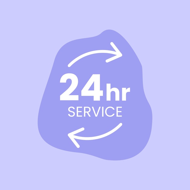 Vecteur service ouvert 24 heures par jour affiche plate