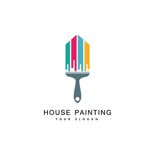 Vecteur service de peinture de maison, décoration et réparation icône multicolore. logo vectoriel, étiquette, conception de l'emblème. concept pour la décoration de la maison, la construction, la construction de maisons et la coloration.