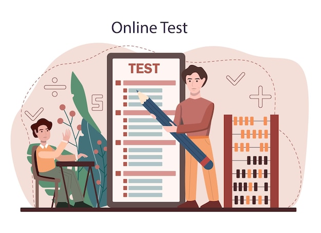 Vecteur service ou plate-forme en ligne de matières d'école de mathématiques. étudiants étudiant