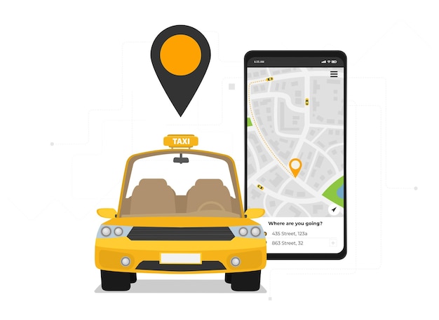 Service de taxi Smartphone Vector illustration plate