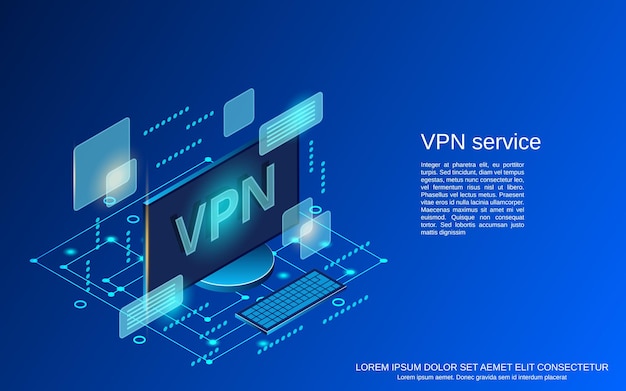 Service Vpn Plat 3d Illustration De Concept De Vecteur Isométrique