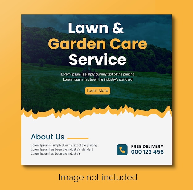 Vecteur services d'agro et de jardin de pelouse conception de publications sur les médias sociaux ou de bannières web