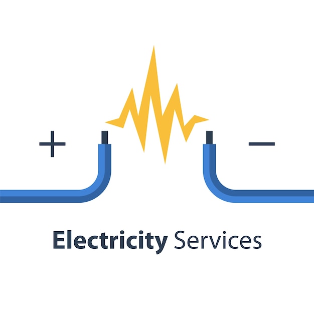 Services De Réparation Et D'entretien D'électricité, Deux Fils Nus, Illustration