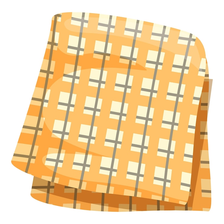 Vecteur serviette jaune pliée à motif carré pour pique-nique