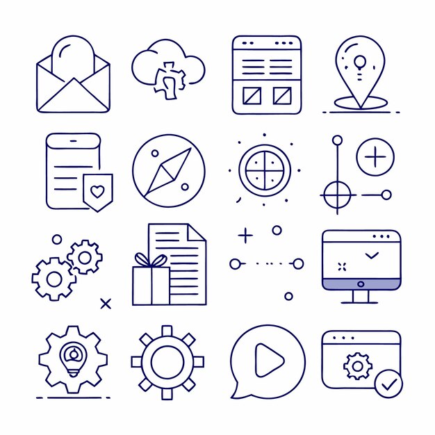 Set de 12 icônes de ligne pour la conception de sites Web et le développement d'applications