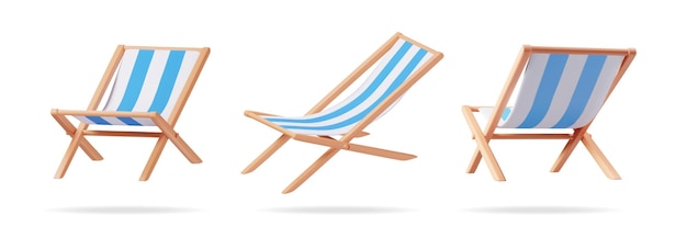 Vecteur set 3d de chaise lounge en bois