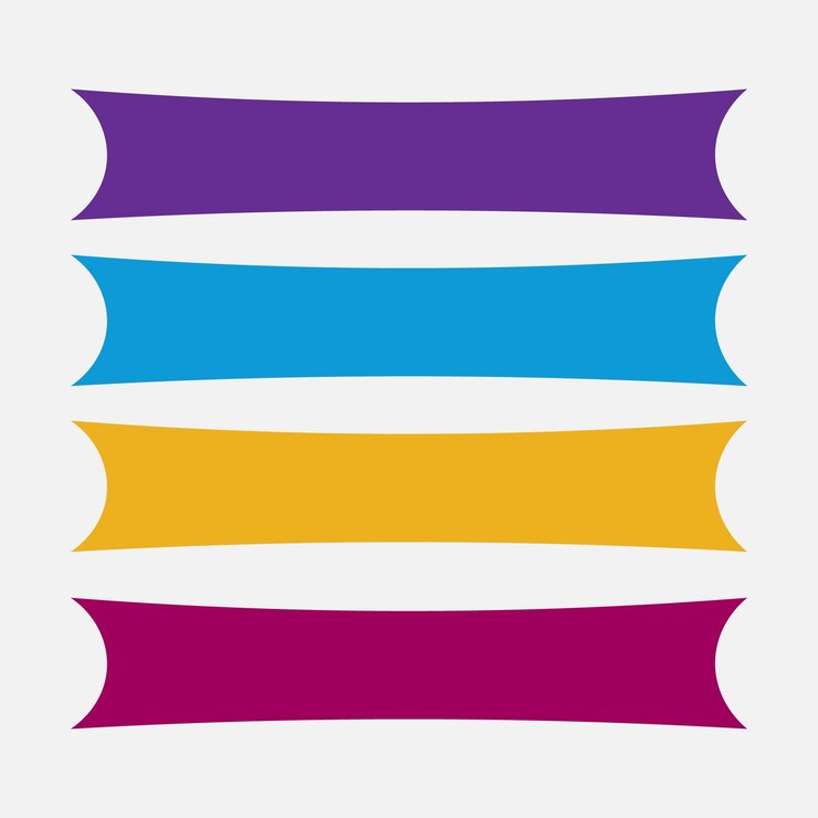 Vecteur set de 4 bannières plates colorées avec des coins arrondis forme abstraite bannière badge forme arrière-plan